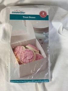 Celebrate Treat Boxes with Windows 5x5in. each, Good for Cakes &Cupcakes 5Count - Picture 1 of 4