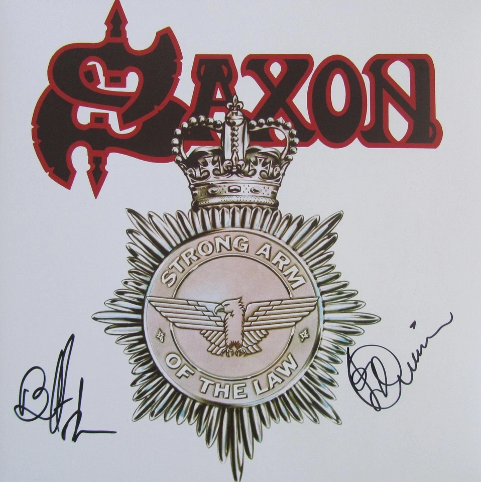 Saxon Autogramm Byford + Quinn signiert signed LP Vinyl Strong arm of the Law - Bild 1 von 1