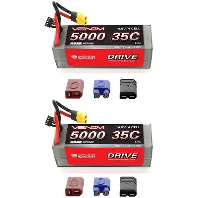Venom 35C 4S 5000mAh 14.8V Hard Case RC LiPo Battery ROAR with UNI Plug x2 Packs - Image 1 of 3