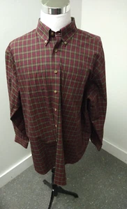 Mens LL Bean XXL Reg Long Sleeve Red Plaid Button Up Shirt 2XL Preppy Career - Picture 1 of 4