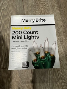 Merry Brite Heavy Duty 200 Ct Clear Mini White Lights Holiday Christmas New - Picture 1 of 1