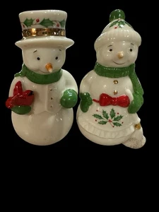 Vintage Lenox Porzellan Paar/Schneemann Salz & Pfeffer Figuren Weihnachten Urlaub - Bild 1 von 9
