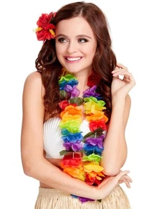 Hawaiian Flower Luau Lei Garland Beach Party Fancy Dress Accessory - Picture 1 of 2