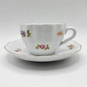 Arabia Finland Floral Demitasse Cup & Saucer Set of 6 Gold Trim Vintage - Picture 1 of 7