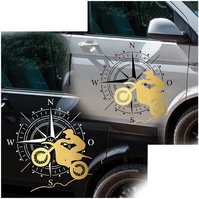Aufkleber Kompass & Motocross 74x64cm Windrose Sticker Auto Wohnwagen KX072 - Bild 1 von 4