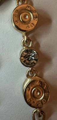 Bracelet Gold Tone Replica S&W 40 Replica Bullet W/ Rhinestones!!! - Image 1 of 4