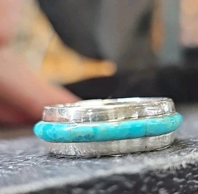 Banda Kingman Turquesa Incrustación Plata de Ley 925 Talla 13 Foto 1 de 2