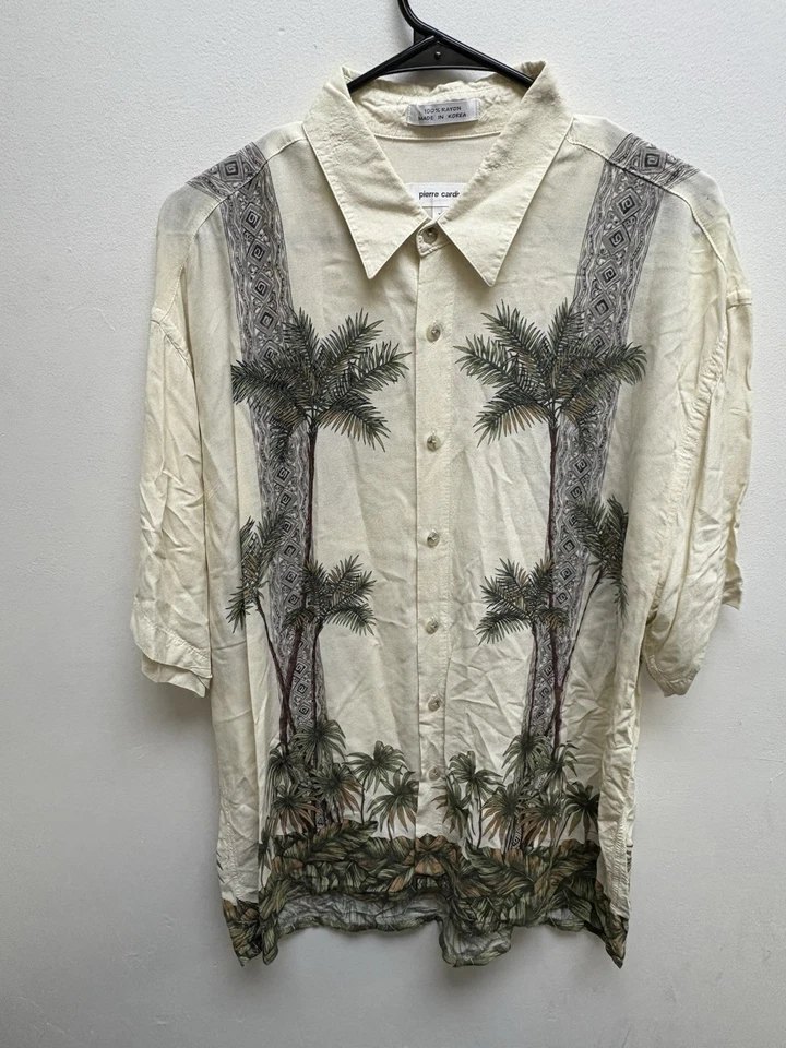 Camisa Hawaiana Pierre Cardin Palm Tree 100% Rayón Hombre’s XL Foto 1 de 4
