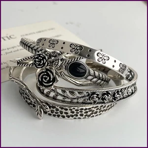 Pulseras de plata de ley 925 para mujer cadena accesorios tendencia vintage - Imagen 1 de 31