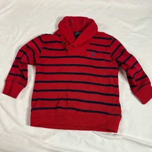 Polo Ralph Lauren Strick Baumwolle Langarm Pullover rot blau gestreift Gr. 2T Jungen - Bild 1 von 6