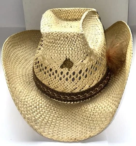 Vtg Straw Cowboy Hat Resistol Stagecoach Rancher Size 7- 3/8 Long Oval Western - Picture 1 of 13