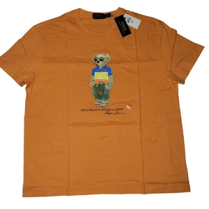 Polo Ralph Lauren Camisa Para Hombres XL Naranja Polo Oso Calce Clásico Gráfico Camiseta Camiseta - Imagen 1 de 24