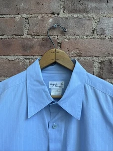 Vintage Agnès b. Homme Men’s Shirt Sz Large, Light Blue Pinstripe France - Picture 1 of 6