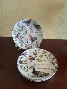 Better Homes & Gardens 12 Days Of Christmas 4 Salatteller 8" Goldrand Urlaub - Bild 1 von 7