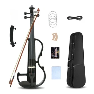 4 String 4/4 Electric Violin Professional Silent Practice Violin Elegant Black - Picture 1 of 16