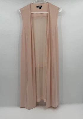 DKNY Duster Women Medium Pink Sleeveless Long Sheer Fairy Open Topper Lightweigh - Image 1 of 4