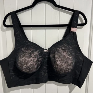 Reggiseno Cacique sfoderato copertura completa supporto wireless corsia Bryant nero 50DD - Foto 1 di 13