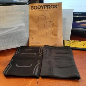 NEW Bag ! Bodyprox Knee Compression Sleeves Ultimate Support 1 Pair Black Size L - Picture 1 of 2