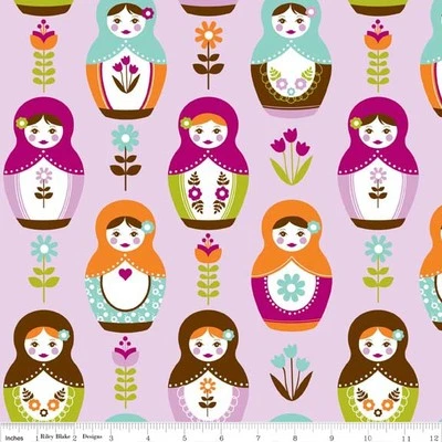 Little Matryoshka Main Purple by Carly Griffith for Riley Blake, 1/2 yard fabric - Image 1 of 2