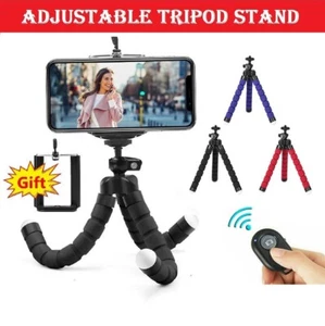 Flexible Small Octopus Tripod Stand Mount Mobile Phone Holder Bluetooth Remote - Picture 1 of 17