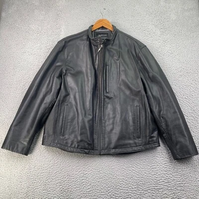 Chaqueta Murano Para Hombre Extra Grande Negra Motocicleta Cuero Forrada Cremallera Clásica* Foto 1 de 4