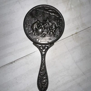 Antiker Hans Jensen Denmark versilberter Handspiegel Repousse Anfang 1900 - Bild 1 von 5