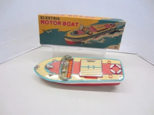 Vintage MT Modern Toys Japan ELECTRIC MOTOR BOAT Tin Litho Toy w/Box - Picture 1 of 17