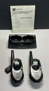 Audiovox (2) GMRS 122-2CH 22 Channel 2-Way Radios Backlit LCD, Black- Used - Zdjęcie 1 z 18