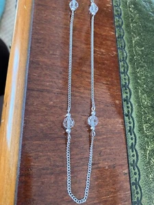 Crystal and silver colour chain with bolt ring fastening by Avon 76cm - Picture 1 of 3