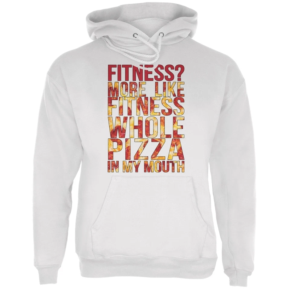 Sudadera con capucha blanca para adultos Fitness Whole Pizza In My Mouth Foto 1 de 1