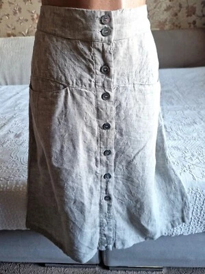 gudrun sjoden women's light gray linen midi skirt color gray uniform skirt with - Image 1 of 4