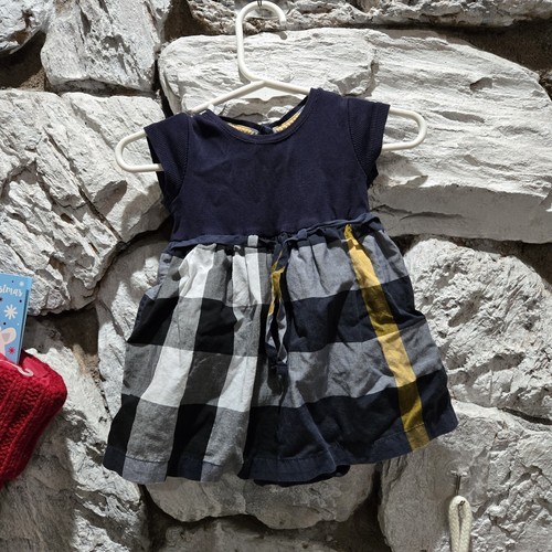 Abito Burberry blu navy a quadri vestito bambina 6 mesi manica corta