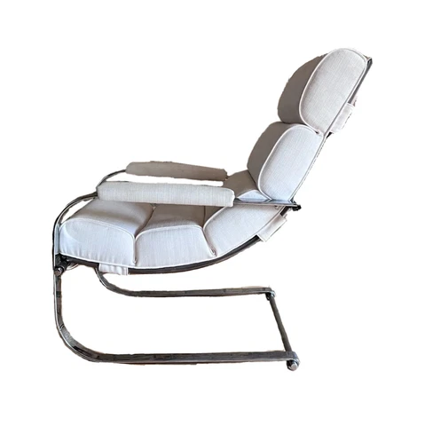 Rohde Troy Sunshade Art Deco Machine Age Chrome Steel Springer Lounge Chair Vtg Cover