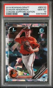 2019 Bowman Draft Chrome Sapphire Gunnar Henderson PSA 10 BALTIMORE ORIOLES RC - Picture 1 of 2
