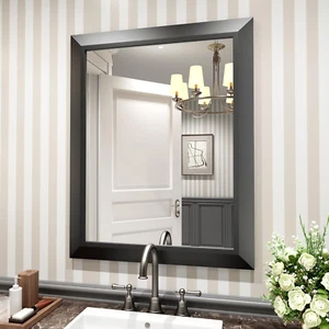 Black Bathroom Mirror, 24X30 Inch Thick Metal Framed Wall Mirrors for over Sink, - Picture 1 of 7