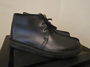 NWOT Clarks Originals Desert Trek Black Leather Men's Shoes 12M See Description - Picture 1 of 15