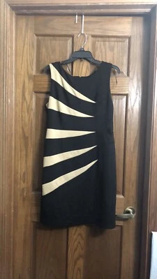 Vestido R&M Richards para mujer 12 negro blanco funda cremallera trasera sin mangas vacaciones Foto 1 de 3