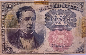 1874 10C Red Seal Fractional Currency Note. Lot.80 - Picture 1 of 8