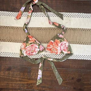 NUEVO SIN ETIQUETAS Seafolly Australia Triángulo Bikini Swim Top US 6 AUS 10 Floral Nudo Oliva - Imagen 1 de 10