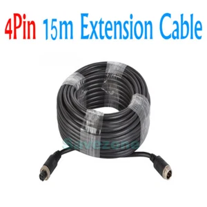 4Pin 15m 49ft Video Extension Cable for Car Rear View Reversing Camera Bus Truck - Picture 1 of 5