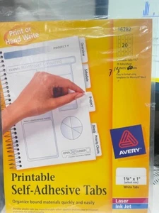 Avery 16282 Printable Self-Adhesive Tabs WHITE 1 3/4” × 1 “ 60 Total Tabs(DR6) - Picture 1 of 4