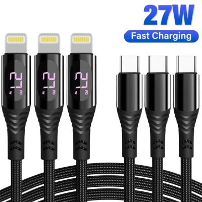 USB C to iPhone Cable 27W Fast Charger Cord for iPhone 14 13 12 11 Pro Max iPad - Image 1 of 4