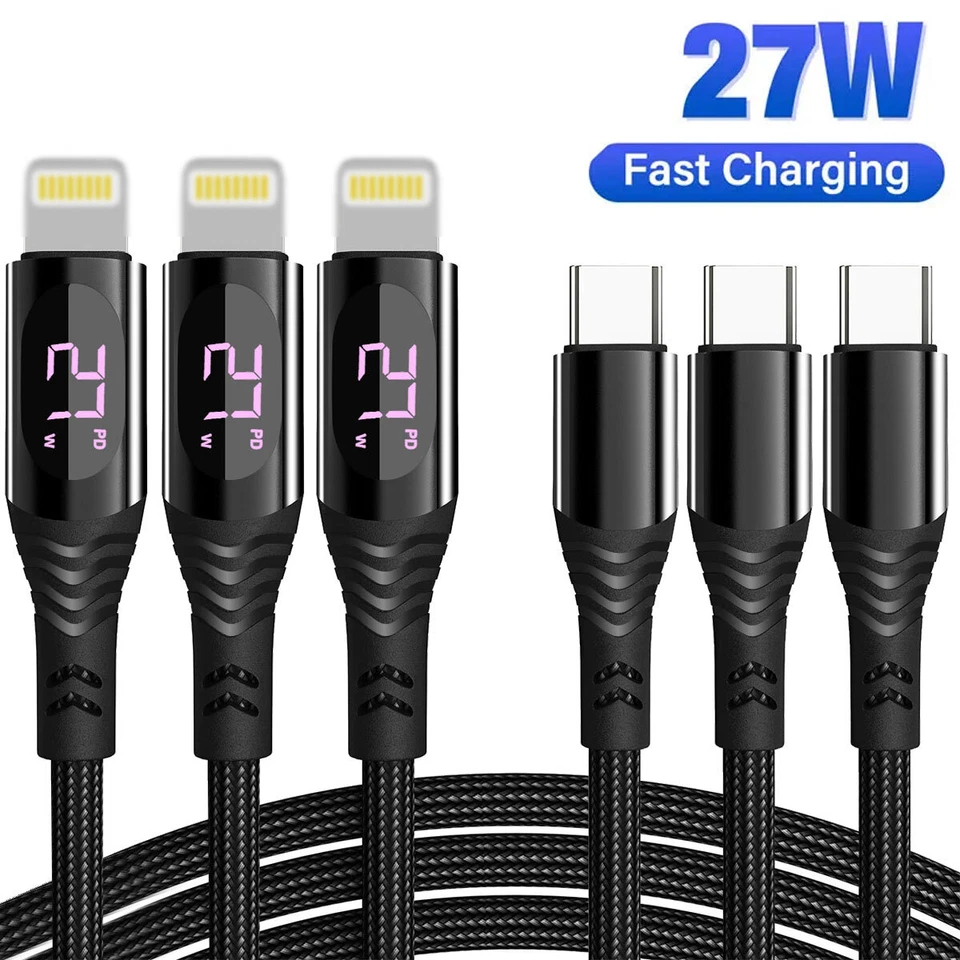 USB C to iPhone Cable 27W Fast Charger Cord for iPhone 14 13 12 11 Pro Max iPad - Image 1 of 4