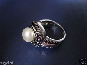 PEARL HONORA RING SIZE 9 WHITE SILVER SS HONORA DESIGNER ROPE Gift Mother's Day - Picture 1 of 2