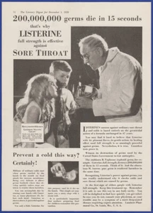 Vintage 1928 LISTERINE for Sore Throat Dental Hygiene Ephemera 20's Print Ad - Picture 1 of 1