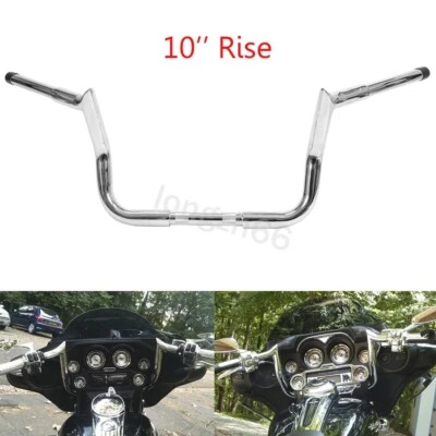 Chrome Steel 10" For Harley Street Electra Glide Meathook Bars Handlebar - Image 1 of 4