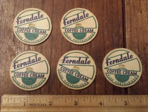 lot of 5 vintage FERNDALE COFFEE CREAM milk bottle caps (Michigan) - Picture 1 of 2