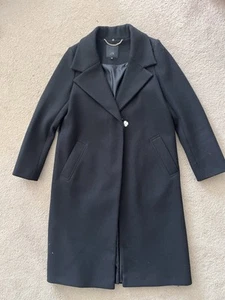 RIVER ISLAND Women’s Black longline Single Breasted coat UK 12. NO BELT. - Picture 1 of 8