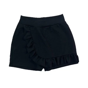 Glassi Fashion Black Ruffle Skort Asymmetrical Wrap Fashion Shorts Girls M 8-10 - Picture 1 of 8