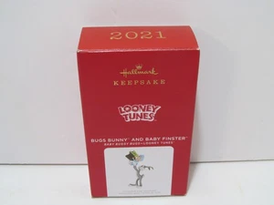 2021 Hallmark Looney Tunes BUGS BUNNY & BABY FINSTER Weihnachtsschmuck - Bild 1 von 5